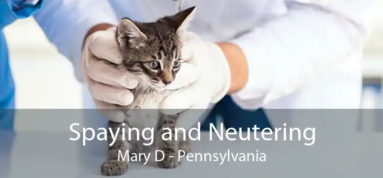Spaying and Neutering Mary D - Pennsylvania